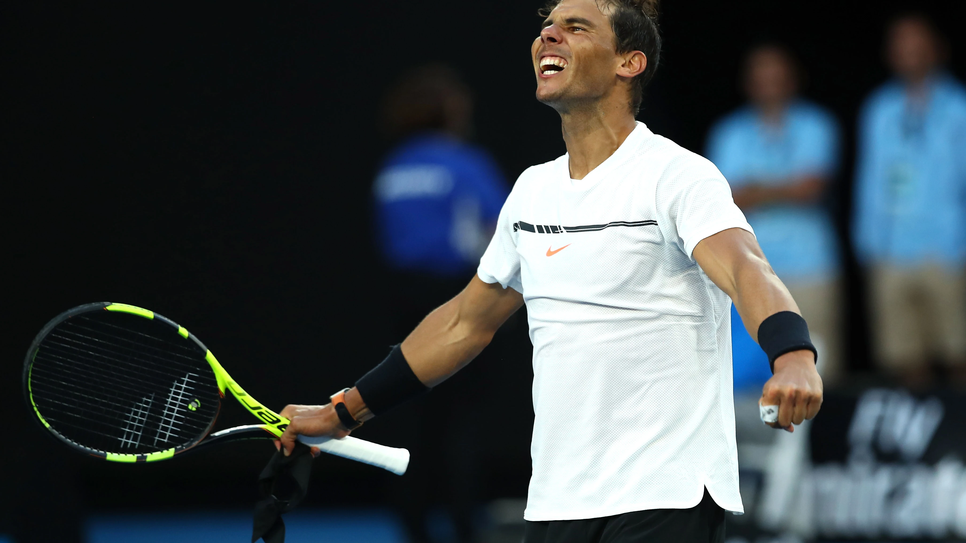 Rafa Nadal celebra su victoria ante Zverev