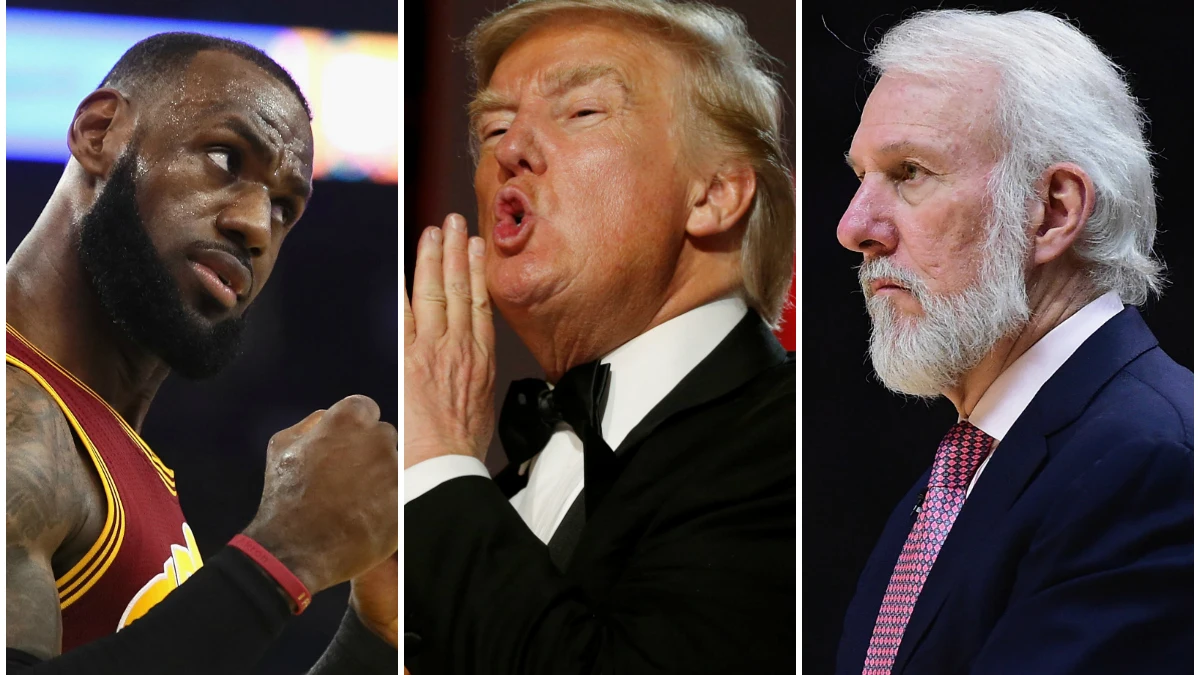 LeBron James, Donald Trump y Gregg Popovich