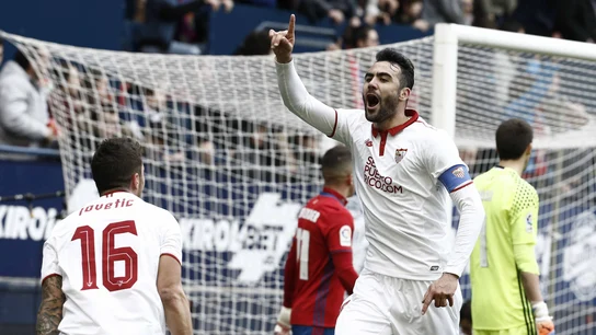 Vicente Iborra celebra uno de sus goles contra Osasuna Vicente Iborra celebra uno de sus goles contra Osasuna