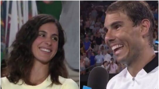 Xisca y Rafa Nadal en la pista central del Abierto de Australia
