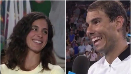 Xisca y Rafa Nadal en la pista central del Abierto de Australia Xisca y Rafa Nadal en la pista central del Abierto de Australia