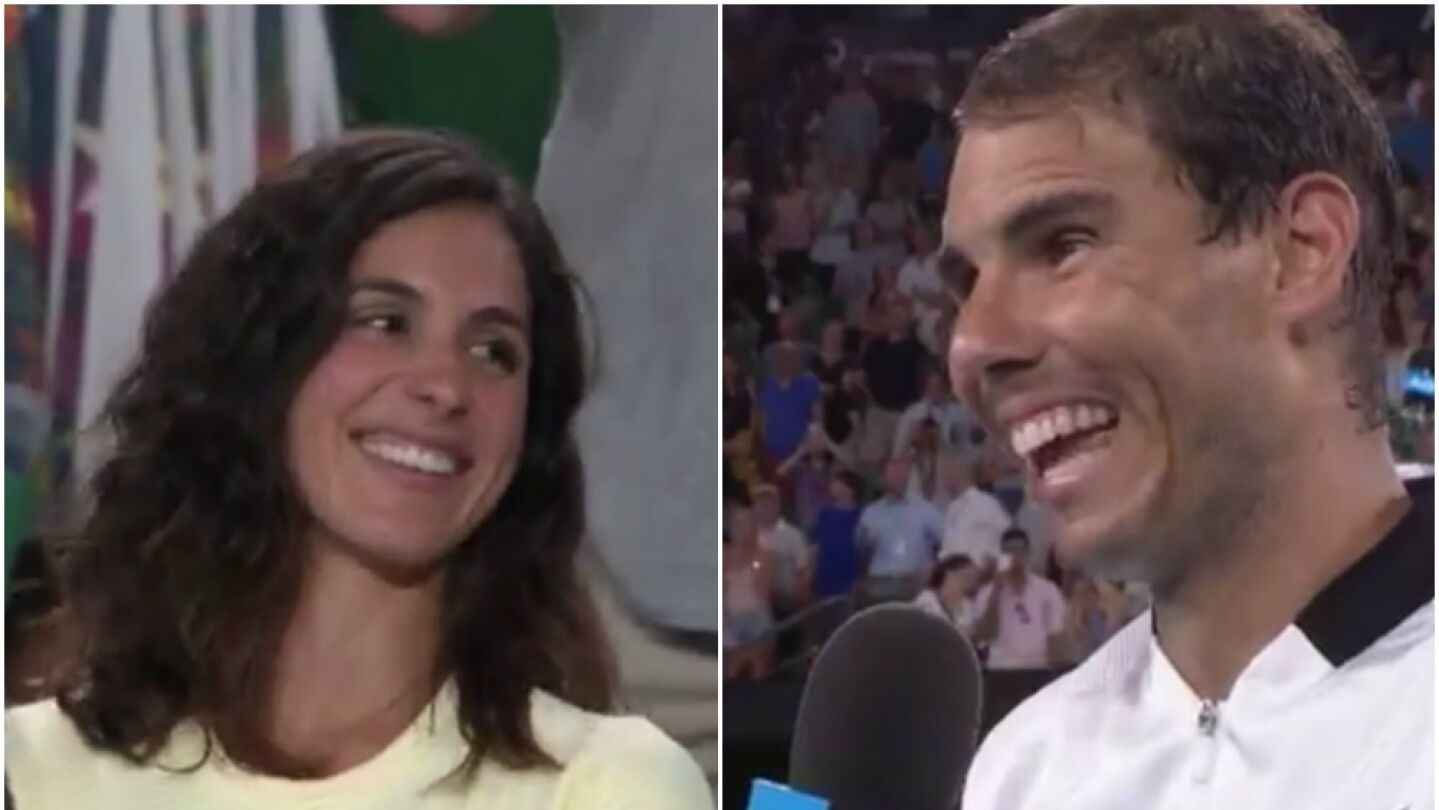 Xisca y Rafa Nadal en la pista central del Abierto de Australia