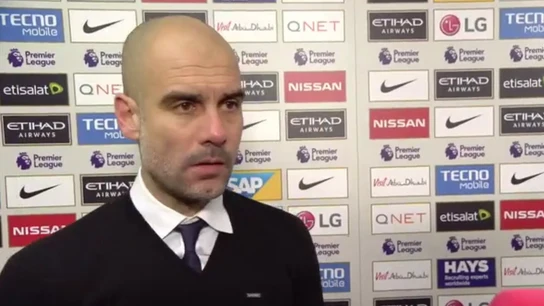 Guardiola, durante una entrevista después del partido del City Guardiola, durante una entrevista después del partido del City