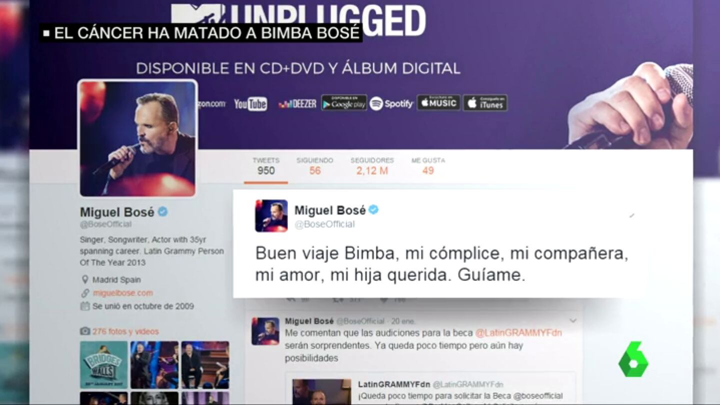 Frame 26.273585 de: La emotiva despedida de Miguel Bos&eacute; a Bimba: "Buen viaje Bimba. Gu&iacute;ame"