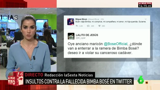 Frame 25.613849 de: "Lo celebro, maldito sodomita", "anciano maricón"... los lamentables insultos a Miguel Bosé tras la muerte de su sobrina Bimba Frame 25.613849 de: "Lo celebro, maldito sodomita", "anciano maricón"... los lamentables insultos a Miguel Bosé tras la muerte de su sobrina Bimba
