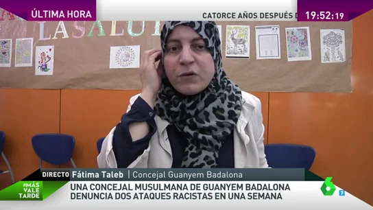 Frame 119.752881 de: Fátima Taleb, concejal víctima de ataques racistas: "Los hago público porque muchos otros también los sufren" Frame 119.752881 de: Fátima Taleb, concejal víctima de ataques racistas: "Los hago público porque muchos otros también los sufren"