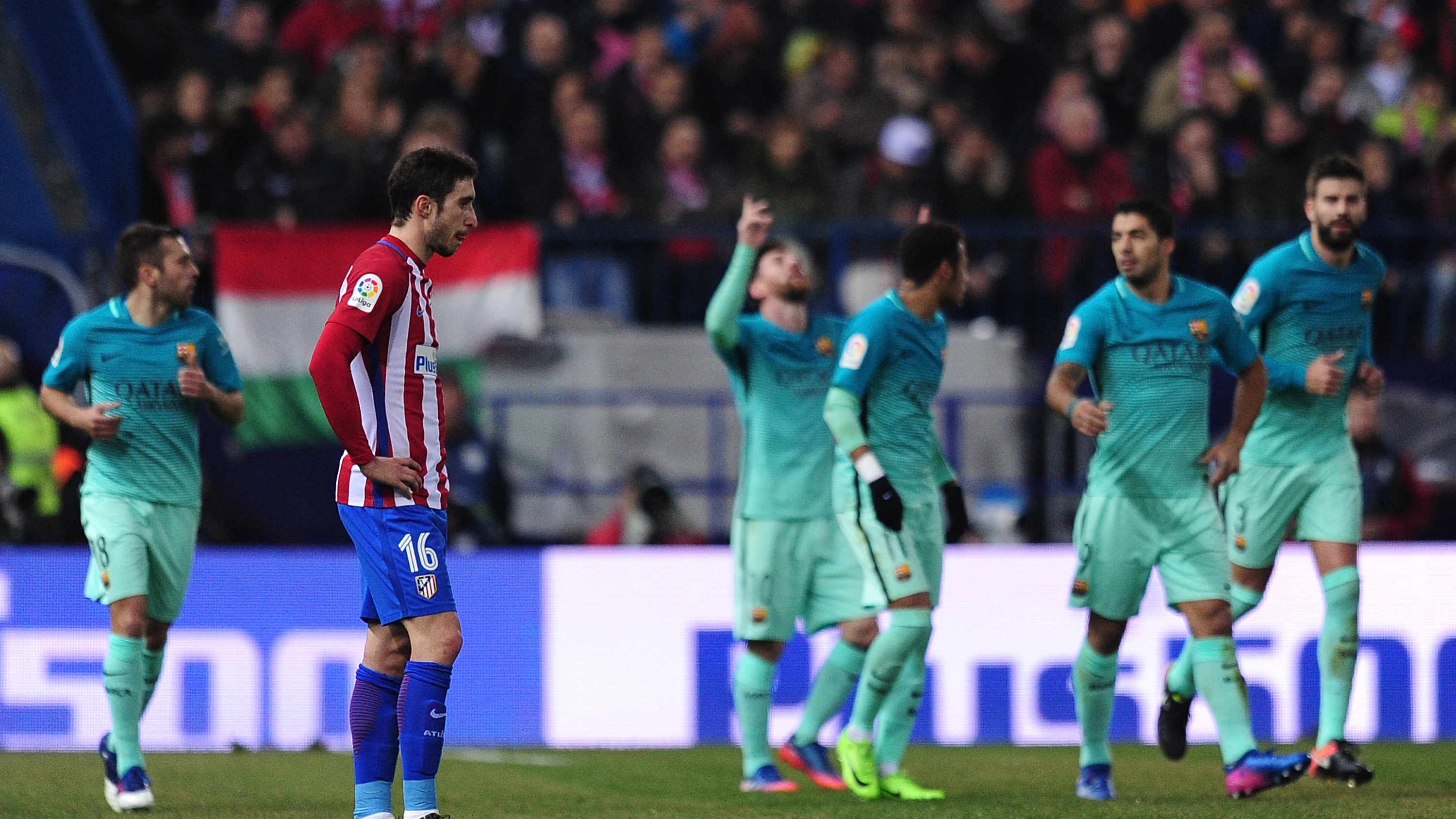 Leo Messi celebra su gol en el Vicente Calderón Leo Messi celebra su gol en el Vicente Calderón