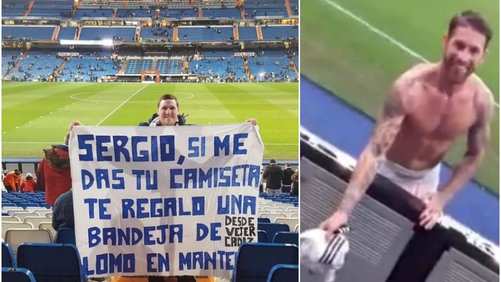 Sergio Ramos reclama a la grada su bandeja de lomo en manteca Sergio Ramos reclama a la grada su bandeja de lomo en manteca