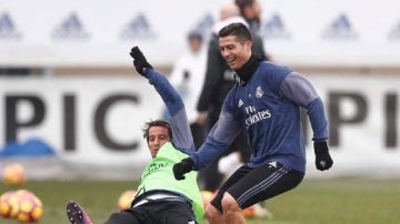 Cristiano Ronaldo y Coentrao, en Valdebebas