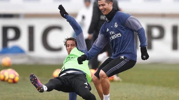 Cristiano Ronaldo y Coentrao, en Valdebebas