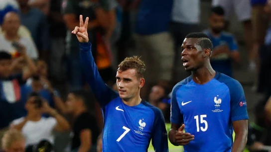 Griezmann y Pogba, durante un partido con Francia Griezmann y Pogba, durante un partido con Francia