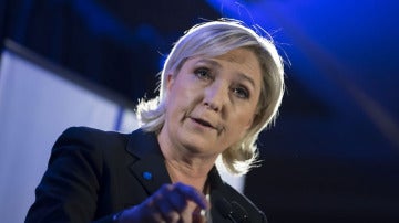 Marine Le Pen durante una rueda de prensa para informar de la agenda medioambiental de su partido