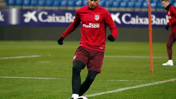 Lucas Hernández durante un entrenamiento con el Atlético de Madrid