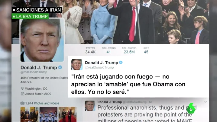 Frame 12.534108 de: Trump va más allá de Twitter con Irán y sanciona al país por poner a prueba un misil de medio alcance