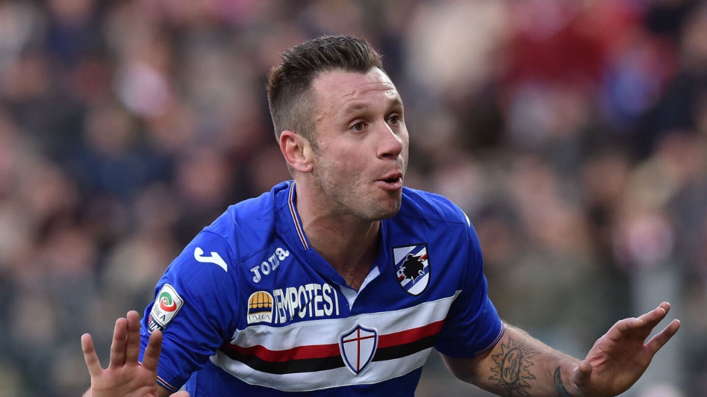 Cassano, en un partido con la Sampdoria