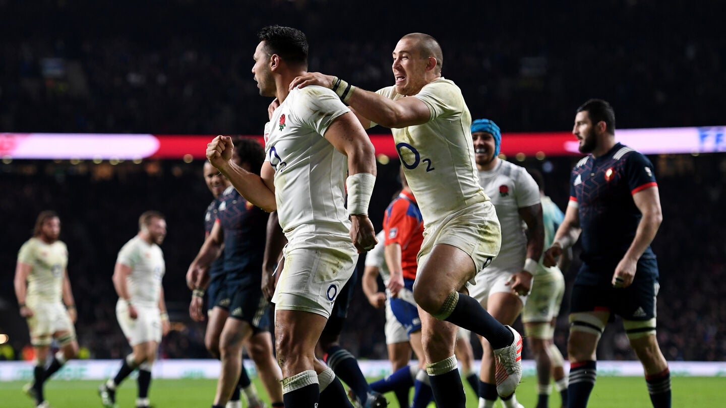 Ben Te'o celebra el ensayo de la victoria ante Francia