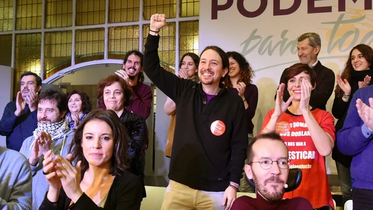 Pablo Iglesias durante su primer mitin de campaña 'Podemos para todas' Pablo Iglesias durante su primer mitin de campaña 'Podemos para todas'