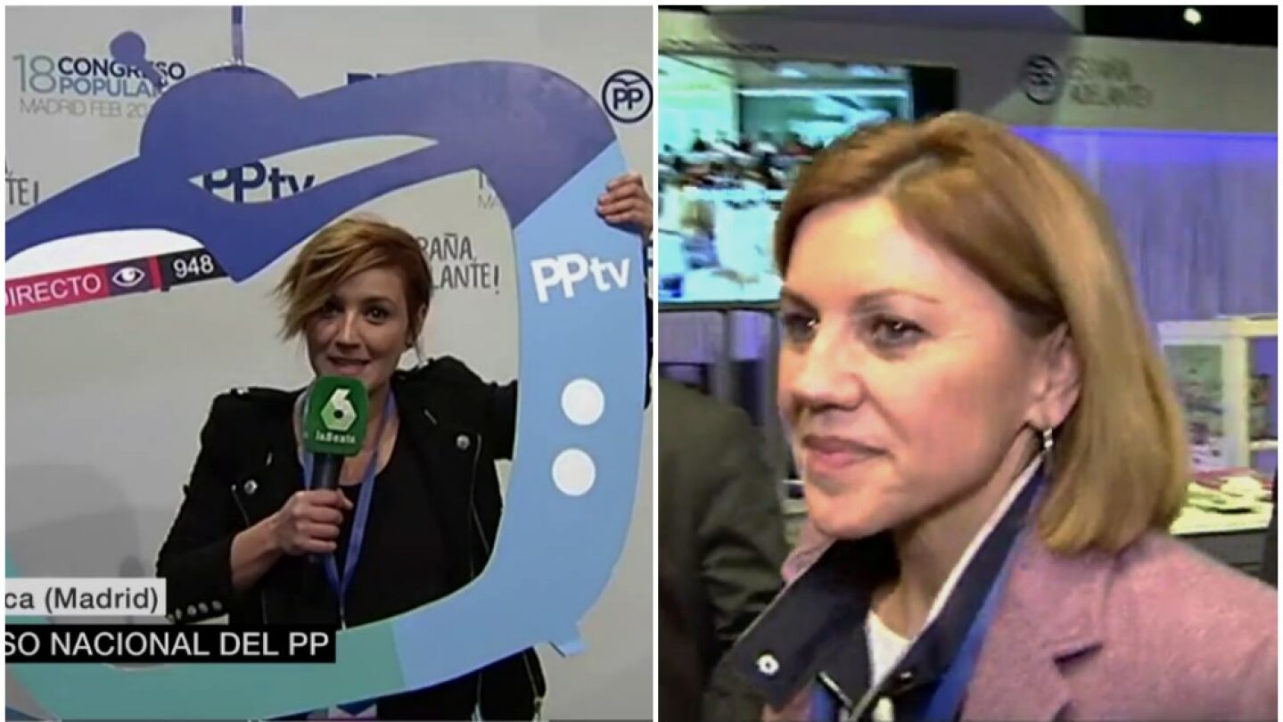 Cristina Pardo, a la izquierda, y Mar&iacute;a Dolores de Cospedal, a la derecha