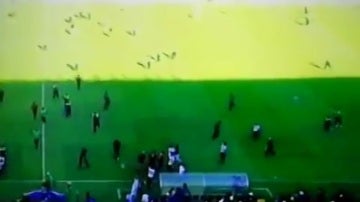 Aficionados invaden el campo al final de un partido