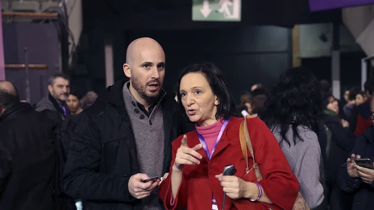 Carolina Bescansa en Vistalegre Carolina Bescansa conversa con Nacho Álvarez en Vistalegre
