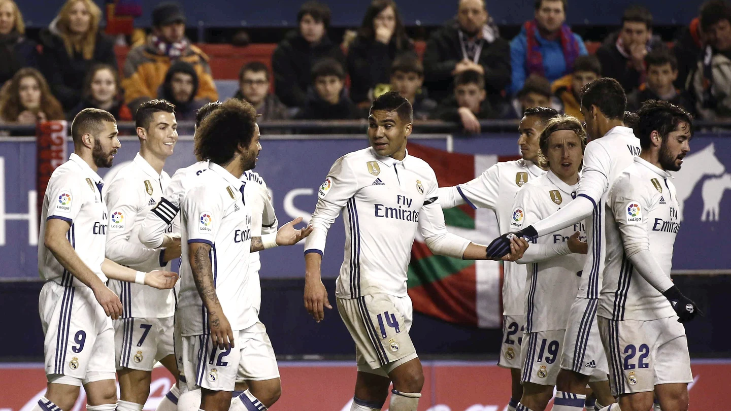 Los jugadores del Real Madrid, en El Sadar Los jugadores del Real Madrid, en El Sadar