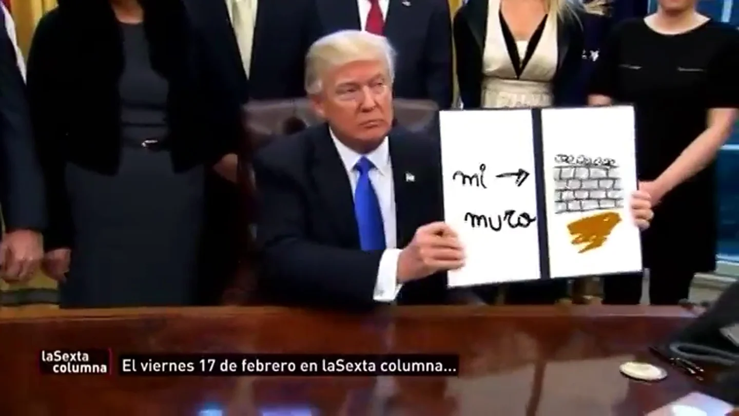 Frame 3.778915 de: "Mi muro, mis falsas noticias, mi Twitter..." este viernes en laSexta Columna, Donald Trump Frame 3.778915 de: "Mi muro, mis falsas noticias, mi Twitter..." este viernes en laSexta Columna, Donald Trump