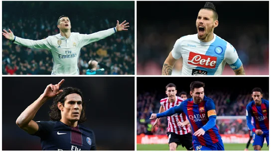 Ronaldo, Hamsik, Cavani y Messi Ronaldo, Hamsik, Cavani y Messi
