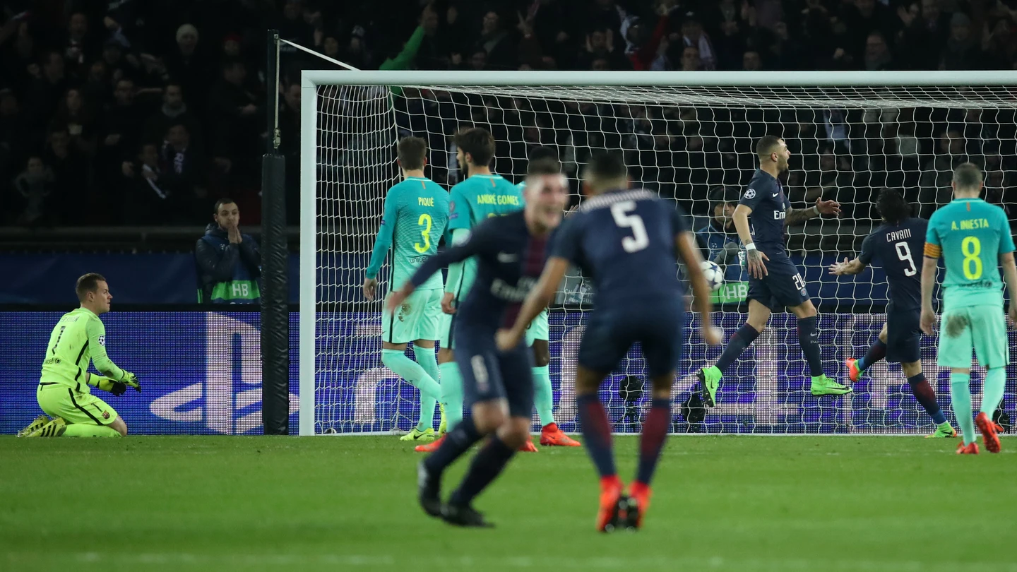 Los jugadores del PSG celebran un gol ante el Barcelona Los jugadores del PSG celebran un gol ante el Barcelona