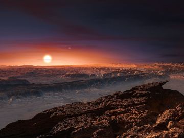 Representación artística de la superficie del exoplaneta Proxima b