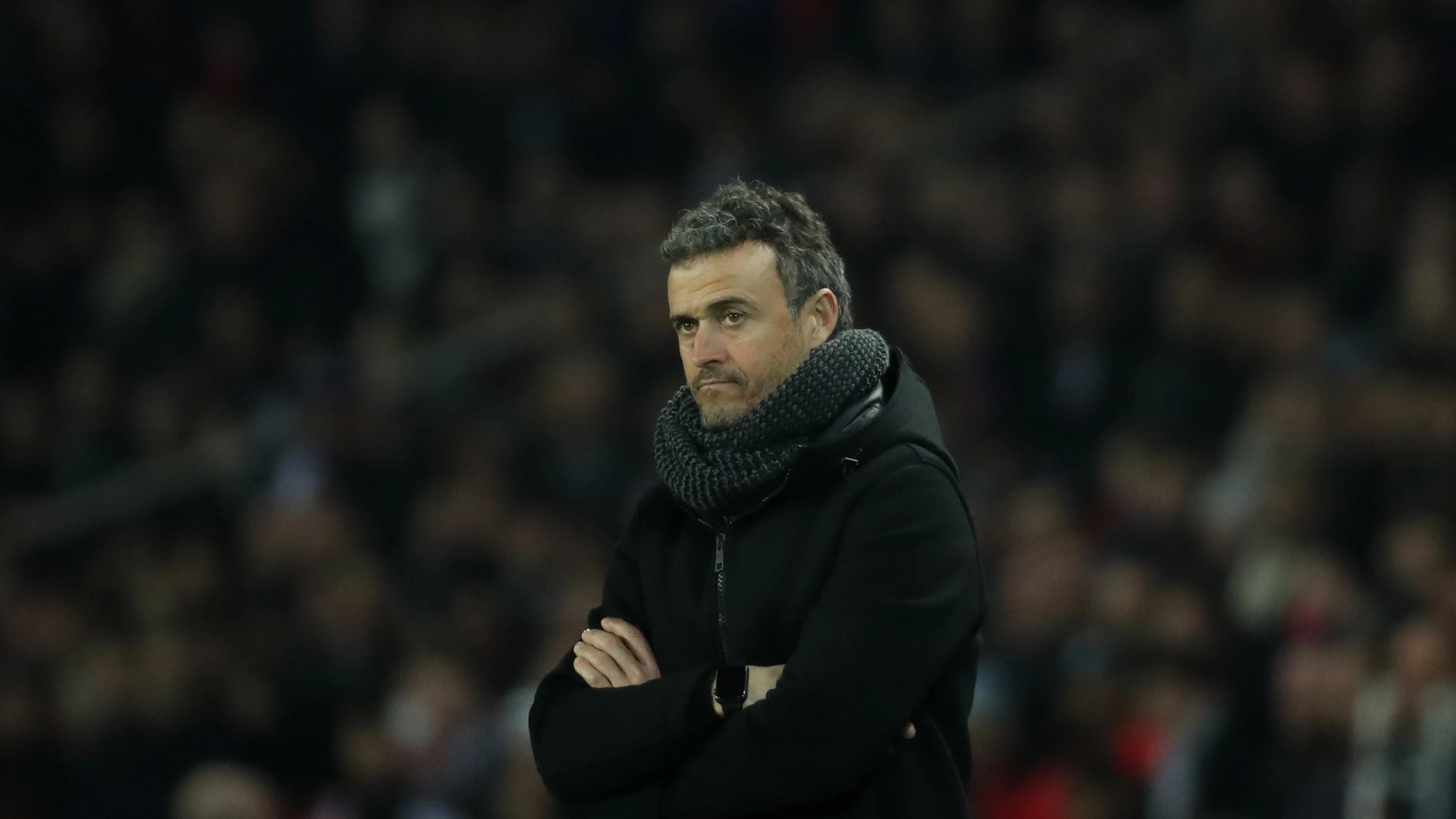 Luis Enrique durante el partido contra el PSG