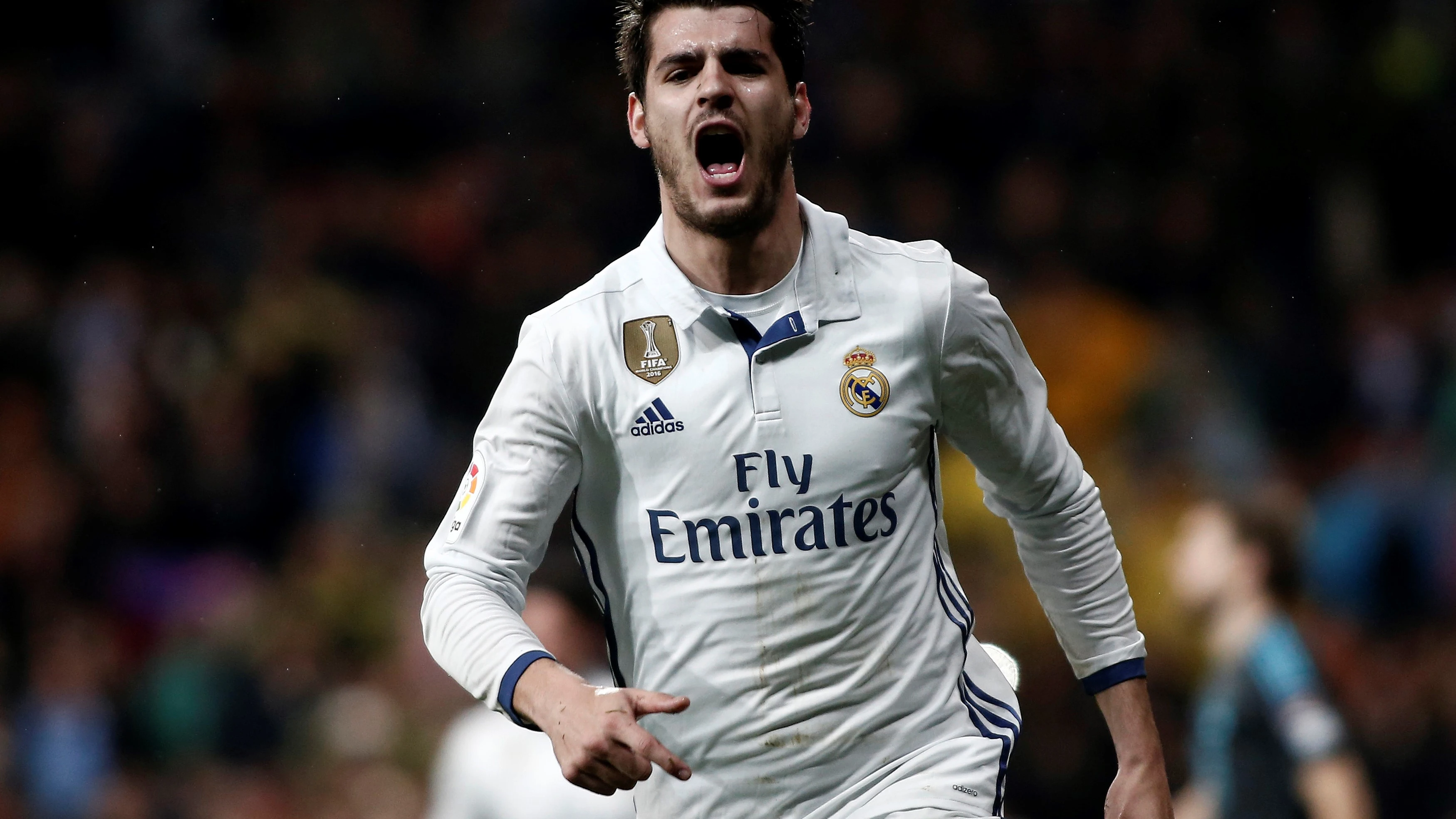 Morata celebrando un gol