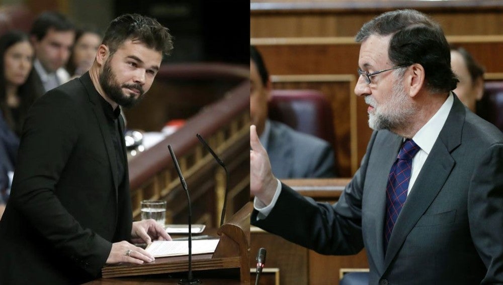 Gabriel Rufián y Rajoy en el Congreso