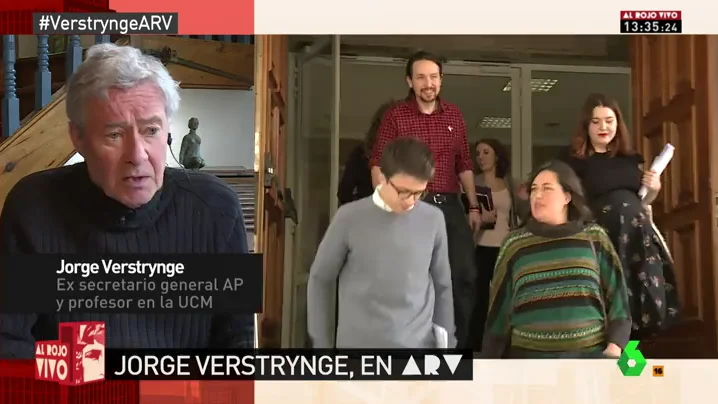 Frame 12.099906 de: Jorge Verstrynge: "No se va a producir un giro a la izquierda de Podemos; su nueva estrategia es aunar gamonal y moqueta"