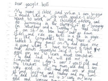 Carta de Chloe Bridgewater dirigida al CEO de Google