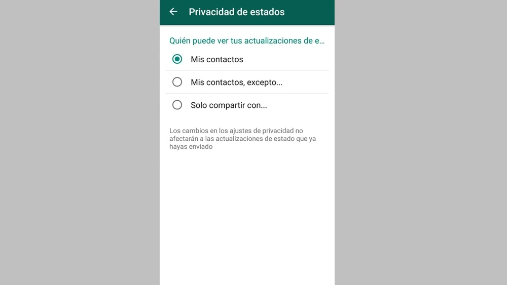 Privacidad de los estados de WhatsApp
