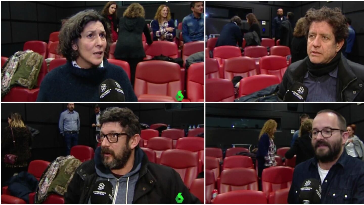 Los actores Elvira M&iacute;nguez, Pedro Casablanc y Manolo Soto y el director Fernando Gonz&aacute;lez, en el estreno de 'El Guardi&aacute;n Invisible'