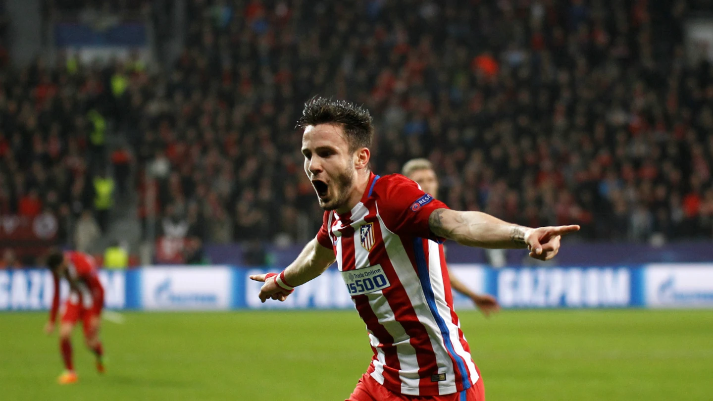 Saúl celebra un gol Saúl celebra un gol