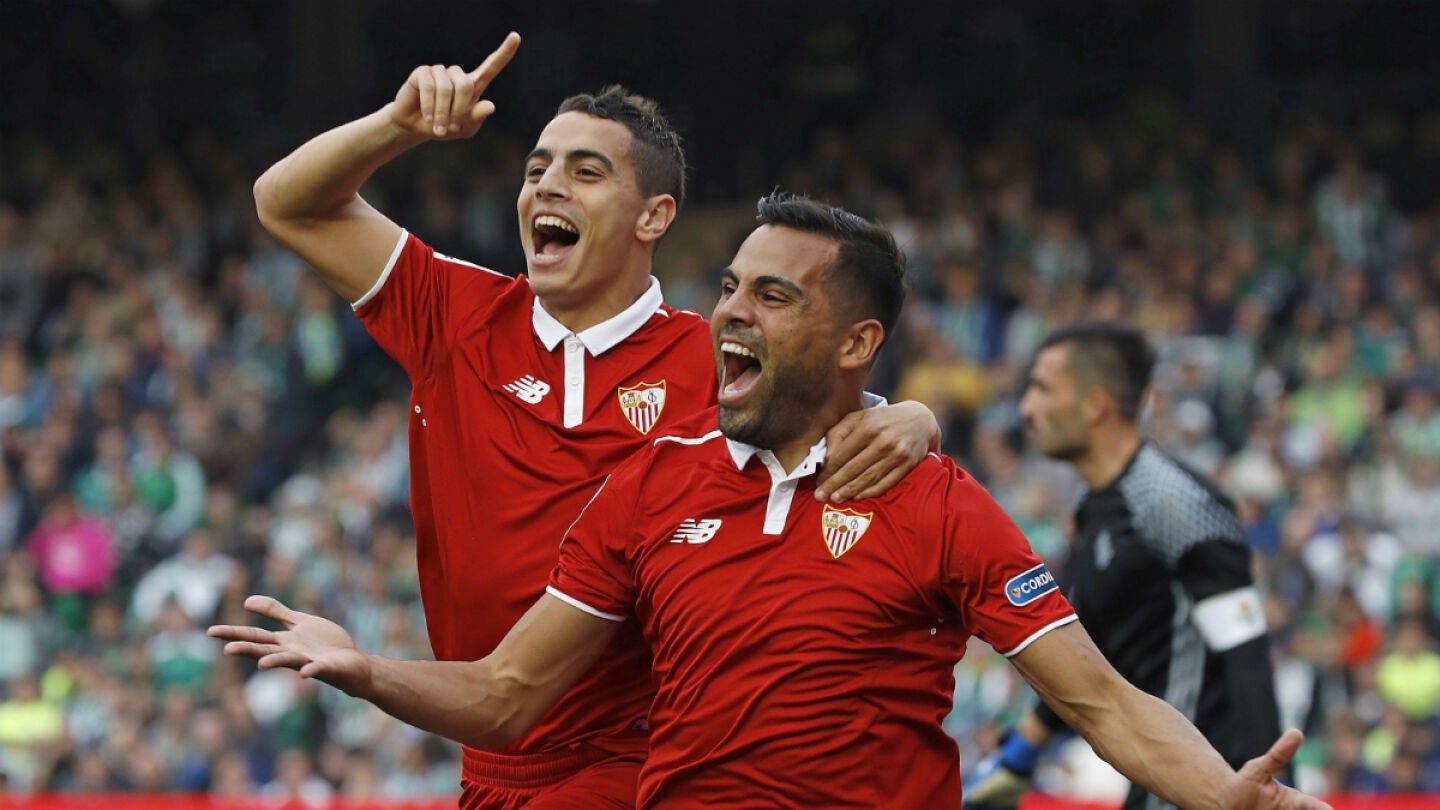 El Sevilla celebra un gol ante el Betis