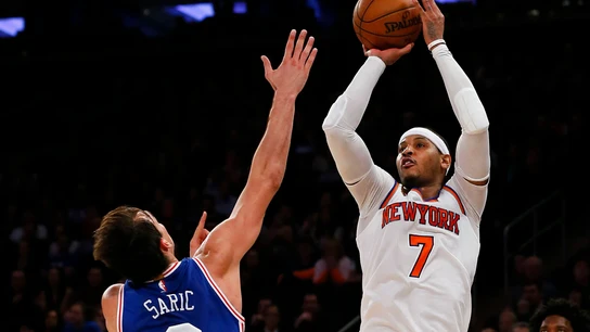 Carmelo Anthony, con la canasta ganadora sobre los Sixers Carmelo Anthony, con la canasta ganadora sobre los Sixers