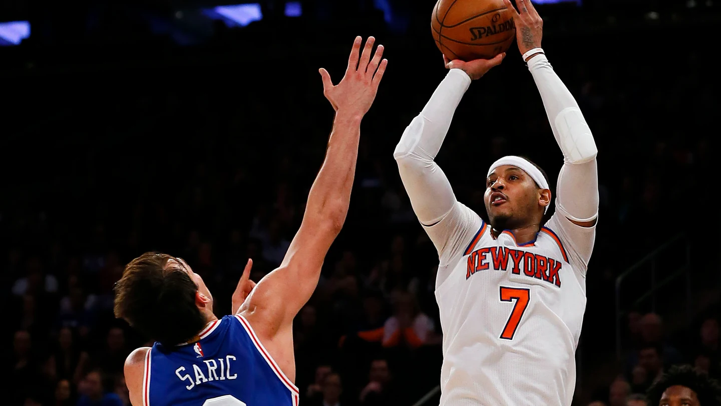 Carmelo Anthony, con la canasta ganadora sobre los Sixers Carmelo Anthony, con la canasta ganadora sobre los Sixers