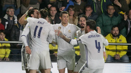 Los jugadores del Real Madrid celebran el gol de Morata contra el Villarreal Los jugadores del Real Madrid celebran el gol de Morata contra el Villarreal