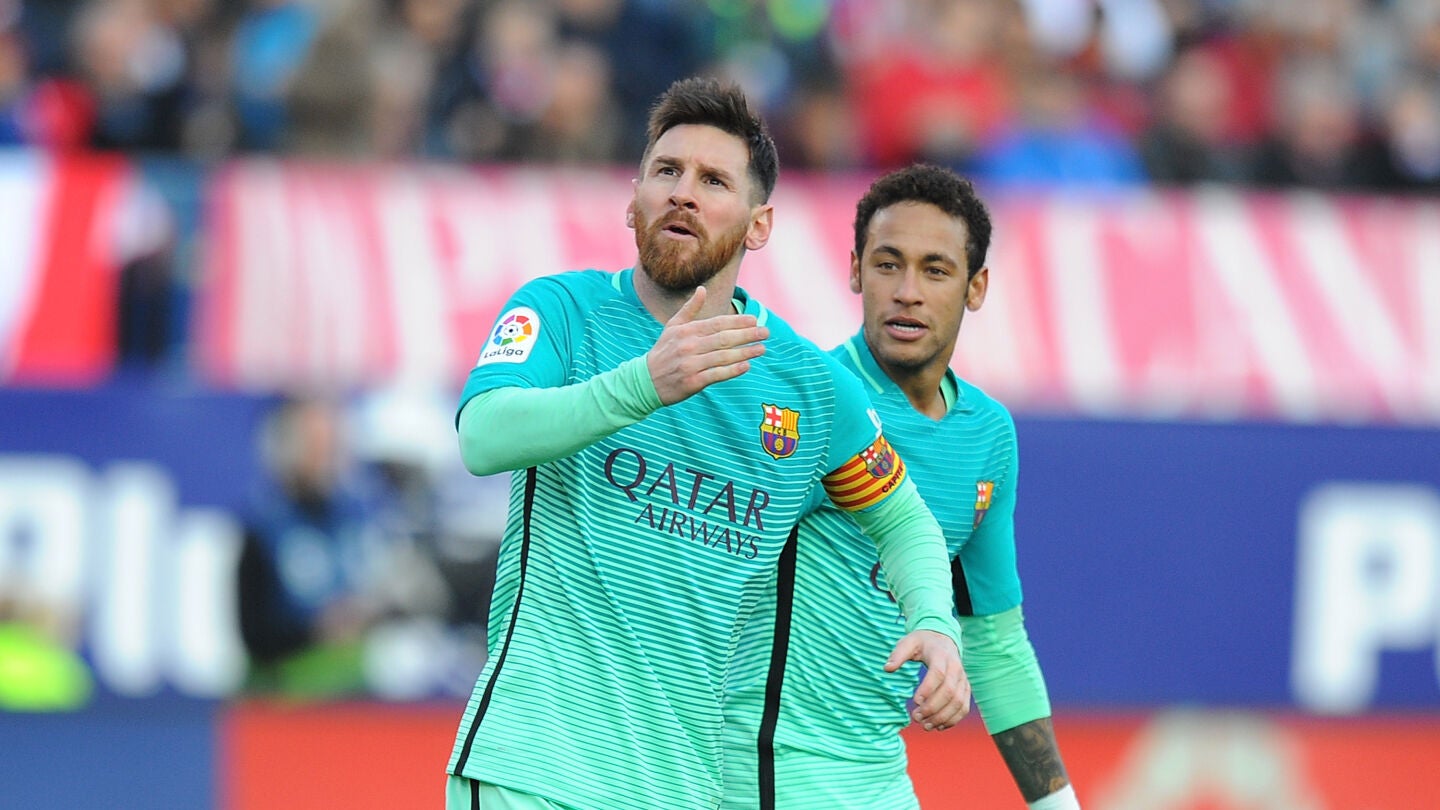 Leo Messi celebra su gol contra el Atl&eacute;tico de Madrid