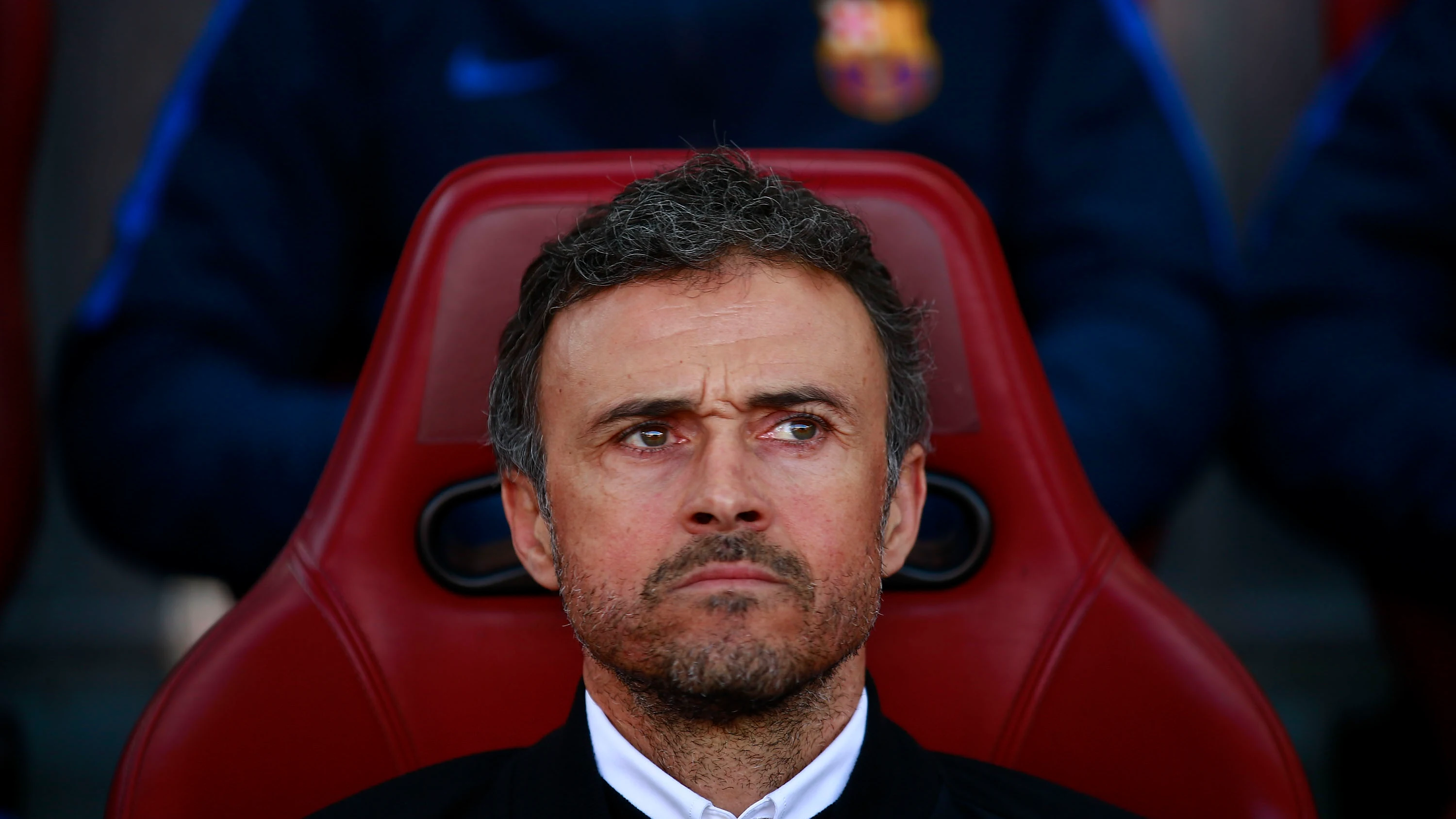 Luis Enrique, en el banquillo durante el partido contra el Atl&eacute;tico de Madrid en el Calder&oacute;n