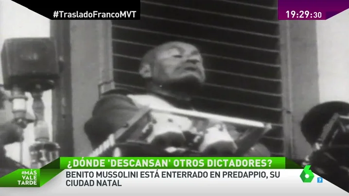 Frame 56.684689 de: Los restos de Franco están en el Valle de los Caídos, ¿dónde fueron enterrados Hitler, Mussolini o Gadafi?