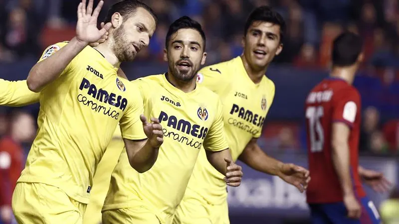 El Villarreal celebra uno de sus goles ante el Osasuna