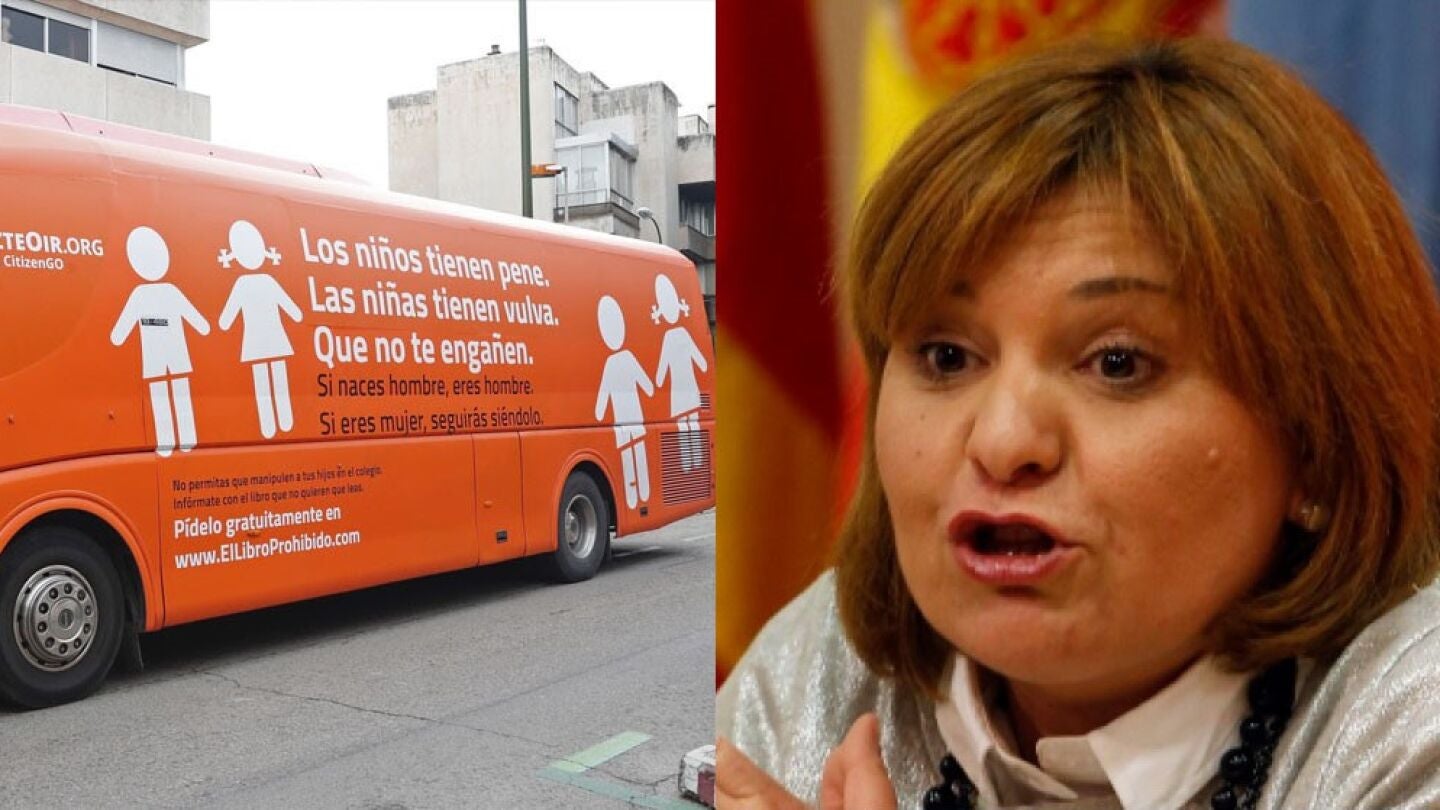 Isabel Bonig y el autob&uacute;s de Hazte O&iacute;r