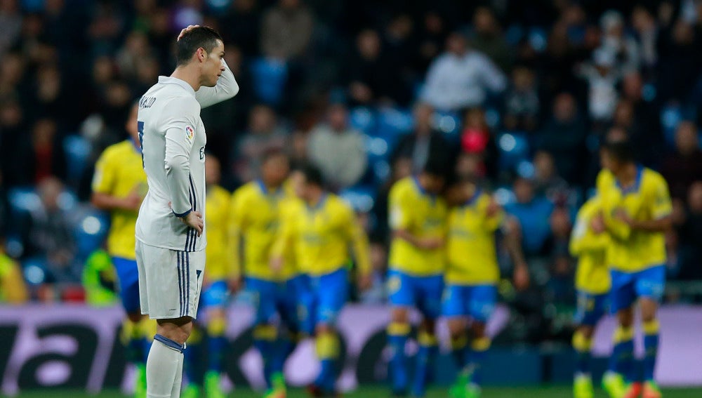 Cristiano se lamenta tras un gol de Las Palmas