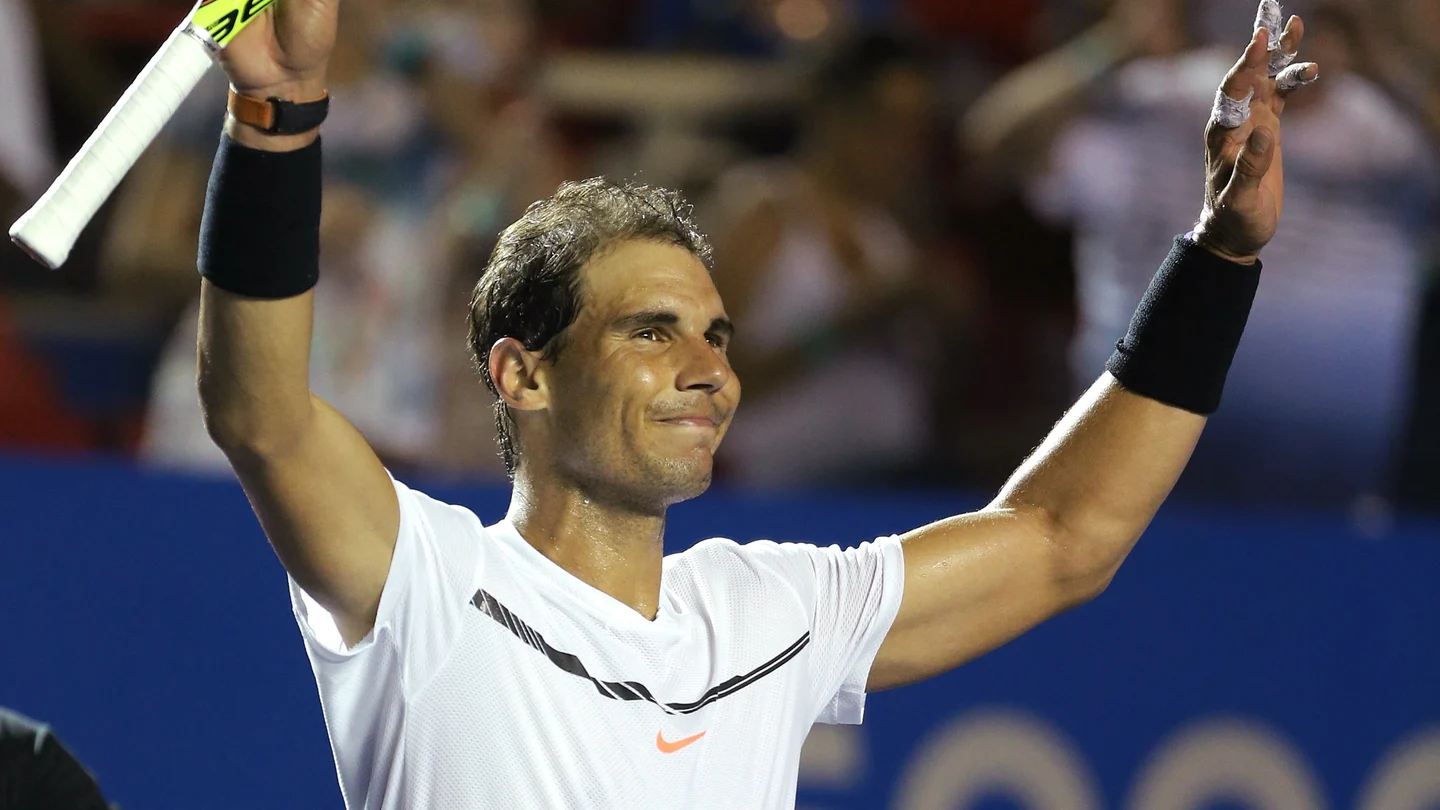 Rafa Nadal celebra su victoria en México Rafa Nadal celebra su victoria en México