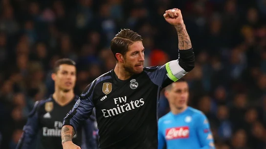 Sergio Ramos celebra sus goles al Nápoles Sergio Ramos celebra sus goles al Nápoles