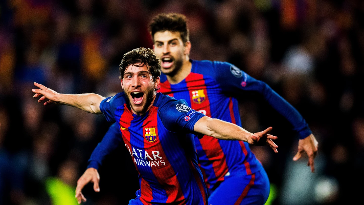 Sergi Roberto celebrando el gol decisivo del partido Sergi Roberto celebrando el gol decisivo del partido